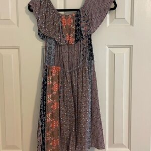 Floral Patchwork Off-Shoulder Dress